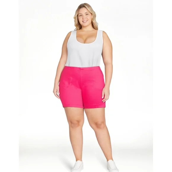 Just My Size Women’s Plus Size Bright Rose Pocket Shorts 2X NEW - Picture 6 of 8
